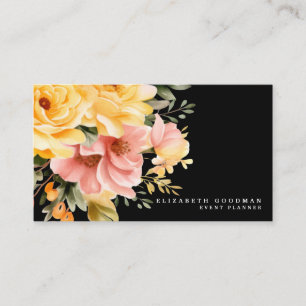 Elegante rosa gelbe schwarze, florale Visitenkarte