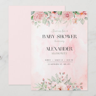 elegante Rosa Girl Dusche Blume Einladung