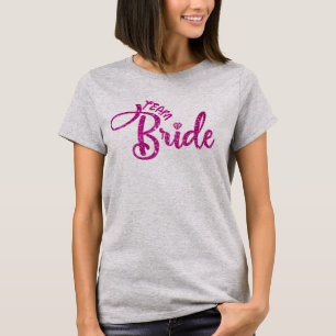 Elegante rosa glitzernde Team-Braut, schicke Braut T-Shirt