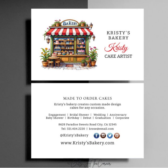 Elegante rosa Gold Floral Cake Bakery Business Car Visitenkarte (Von Creator hochgeladen)