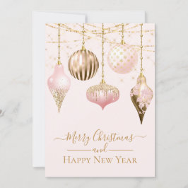 Elegante Rosa Gold Ornamente Frohe Weihnachten Karte