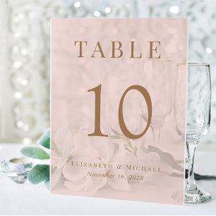 Elegante Rosa Gold Wedding Tischnummer Acrylschild