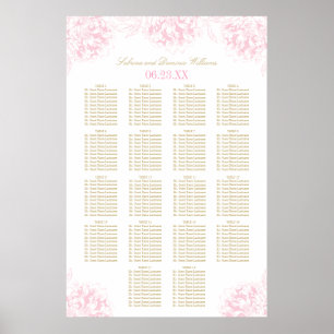 Elegante rosa goldene Blumen-Pfingstrosen-Hochzeit Poster
