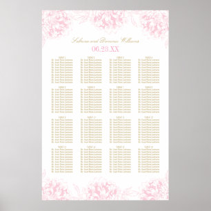 Elegante rosa goldene Blumen-Pfingstrosen-Hochzeit Poster