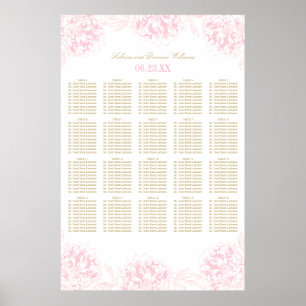 Elegante rosa goldene florale Pfingstrosen-Hochzei Poster