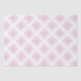 Elegante rosa goldfarbene, kreuz-weiße Taufe Seidenpapier