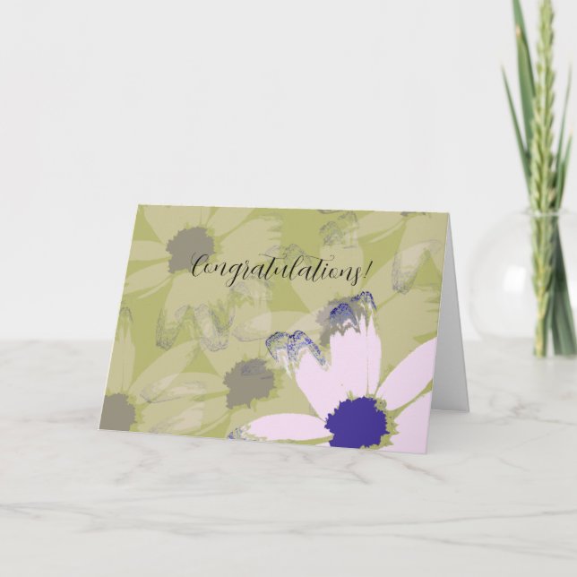 Elegante Rosa Green Floral Herzlichen Glückwunsch  Karte (Vorderseite)