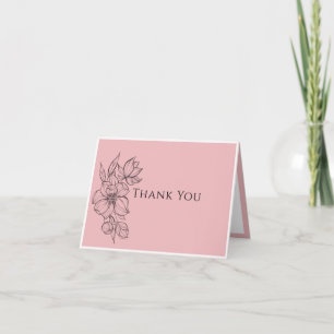 Elegante, rosa Hand Drawn Floral Weding Dankeskarte