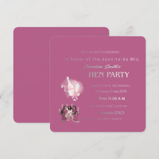 Elegante rosa Hennight-Einladung – Swan & Glamoro Einladung