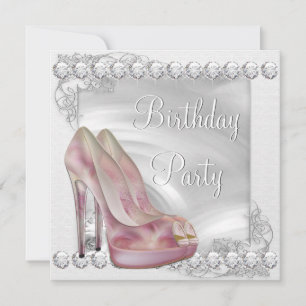 Elegante Rosa High Heel Shoe Geburtstagsparty Einladung