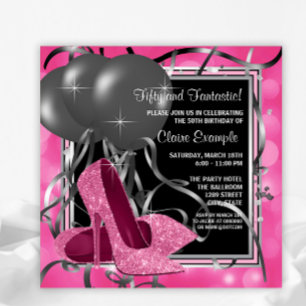 Elegante Rosa High Heels Geburtstagsparty Einladung