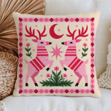 Elegante rosa Hirsche Bohemian Woodland Folk Art