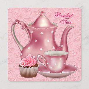 Elegante rosa Hochzeits-Teaparty Einladung