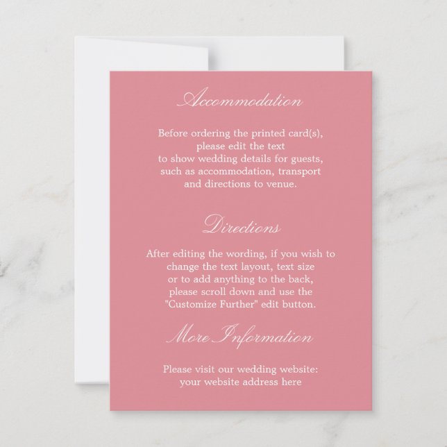 Elegante, rosa Hochzeitskarte Einladung (Vorderseite)