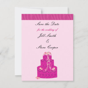 Elegante rosa Hochzeitstorte Save-the-Date-Karte Save The Date