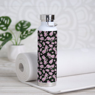 Elegante rosa Kirschblüten-Aquarellfloristik Trinkflasche