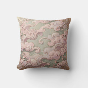 Elegante rosa Kirschblüten Art Nouveau Wirbel Kissen