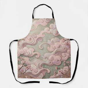 Elegante rosa Kirschblüten Art Nouveau Wirbel Schürze