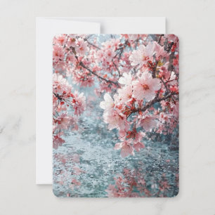Elegante rosa Kirschblüten-Grußkarte Floral Mitteilungskarte