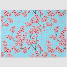 Elegante rosa Kirschblüten Himmelblau Weihnachten Seidenpapier