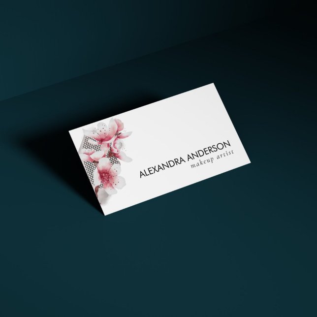 Elegante rosa Kirschblüten Moderne Minimal Visitenkarte (Elegant Pink Cherry Blossoms Modern Minimal Business Card)