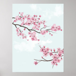Elegante rosa Kirschblüten Poster