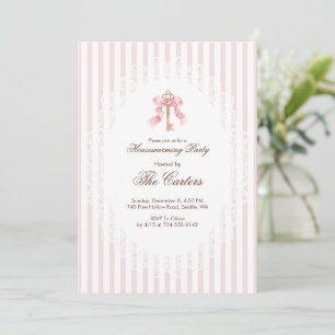 Elegante rosa Kokette Goldener Schlüssel Einweihun Einladung