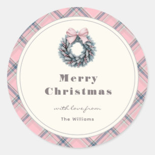 Elegante rosa Kokette Weihnachtsgirlande Preppy Ka Runder Aufkleber