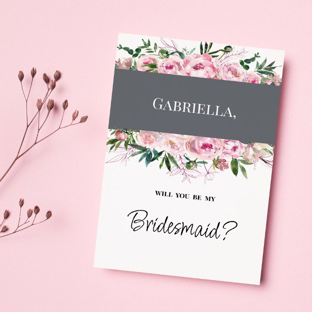 Elegante rosa Korallenpest Blütensommer Bridesmaid Einladung (Elegant pink coral peony floral summer Bridesmaid )