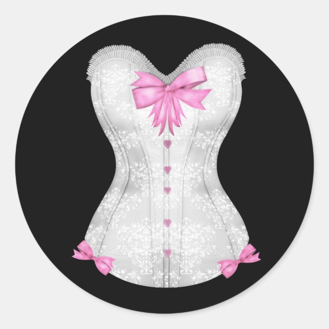 Elegante rosa Korsetkleber Runder Aufkleber (Vorderseite)