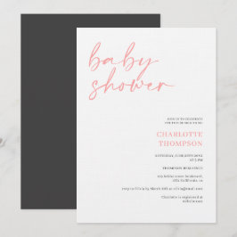 Elegante, rosa, lässige Script-Babydusche Einladung