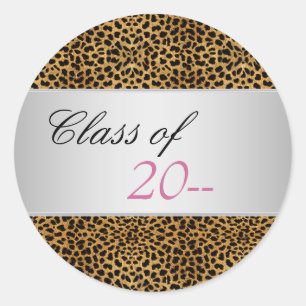 Elegante Rosa Leopard Abschluss Stickers