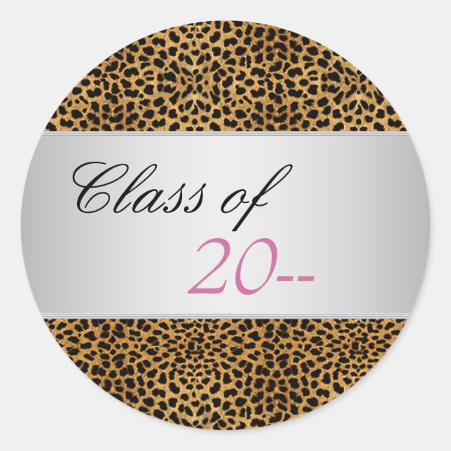 Elegante Rosa Leopard Abschluss Stickers (Vorderseite)