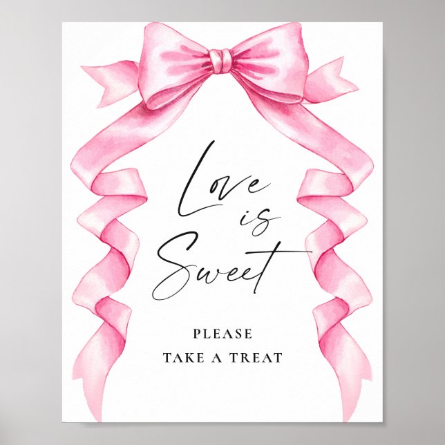 Elegante rosa Liebe ist süßes Hochzeitszeichen Poster (Vorne)