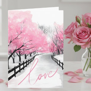 Elegante rosa Liebesschrift Glückliches Jubiläumsk Karte