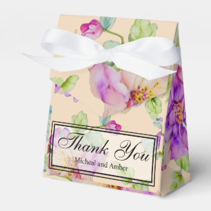 Elegante rosa lila Aquarell Blumen Danke Geschenkschachtel