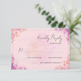 Elegante rosa-lila Aquarell-Blumen-Hochzeits-RSVP RSVP Karte