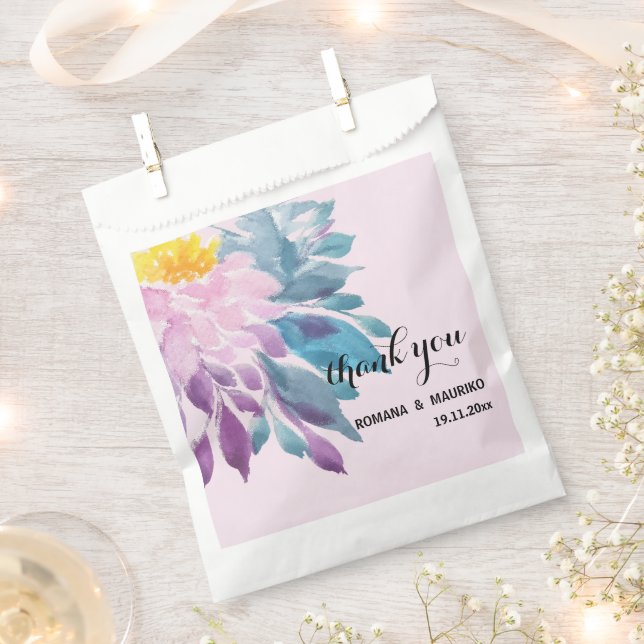 Elegante Rosa Lila Blau Dahlia Geschenktütchen (Ausgeschnitten)