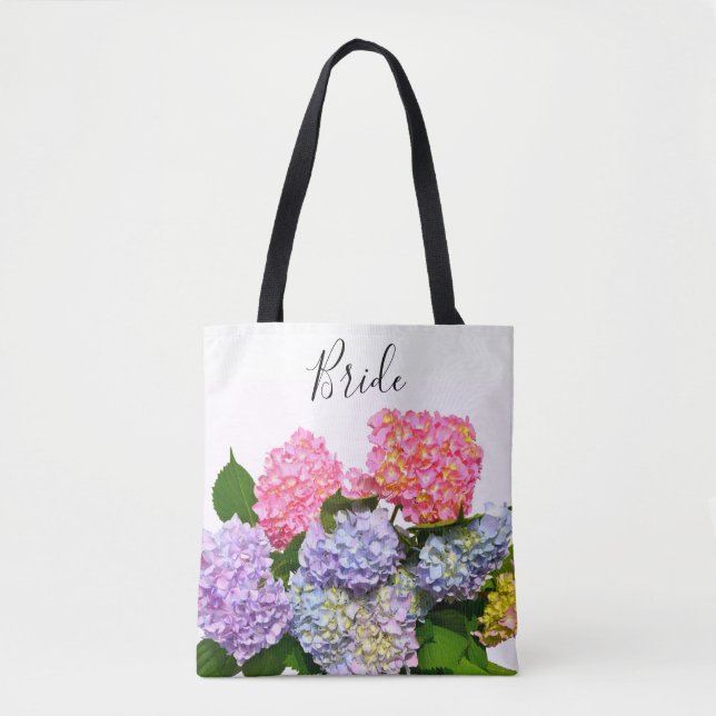 Elegante rosa lila bläuliche Blumenbouquet Bride Tasche (Vorderseite)