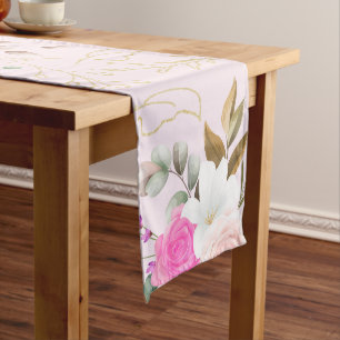 Elegante rosa lila Blume Mittelgroßer Tischläufer