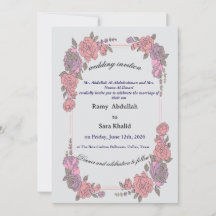 Elegante rosa lila Blumen-Rosen-Einladung