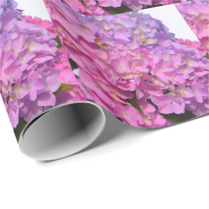 Elegante, rosa, lila Blumendörfchen Hydrangeas Geschenkpapier