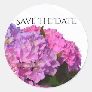 Elegante, rosa, lila Blumendörfchen Hydrangeas Runder Aufkleber