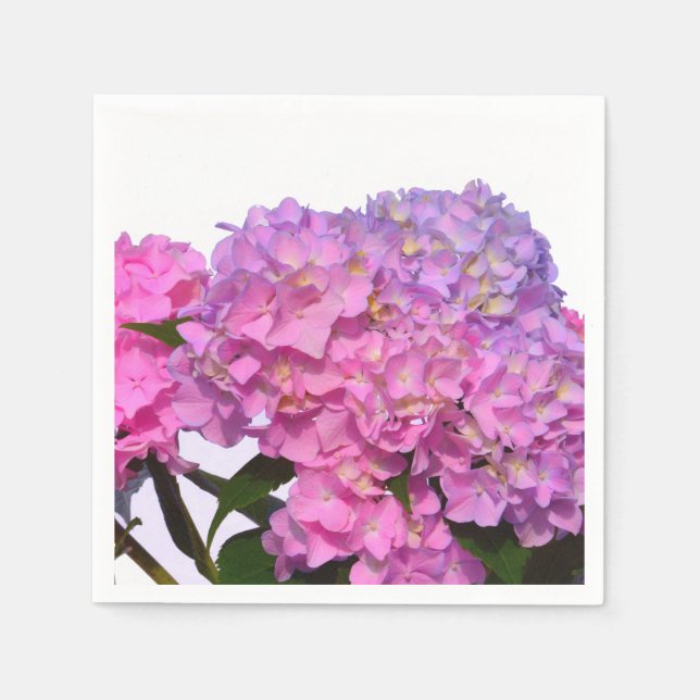 Elegante, rosa, lila Blumendörfchen Hydrangeas Serviette (Vorderseite)
