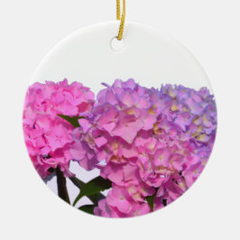 Elegante, rosa, lila, blumenreiche Hydrangeas Keramik Ornament