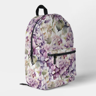 Elegante rosa lila Wasserfarben Hortensien Bedruckter Rucksack