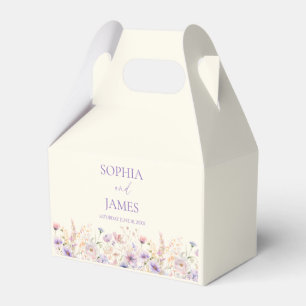 Elegante rosa lila Wildblumen-Wiese Hochzeit Geschenkschachtel