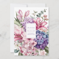 Elegante rosa Lilie blaue Hortensie Aquarell Blume