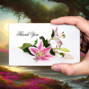 Elegante rosa Lilien Florale Danke Geschäftskarte Visitenkarte