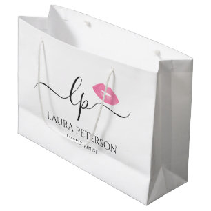 Elegante Rosa Lippen handgeschriebene Skriptkallig Große Geschenktüte